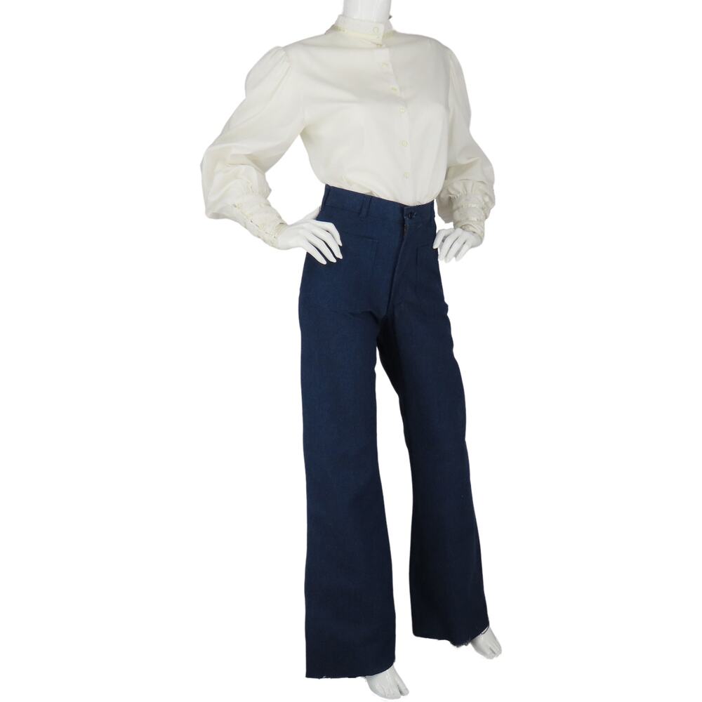 80s Vintage Bellbottom Boho Hippie Woodstock Festival Sailor Navy Denim Jeans 27